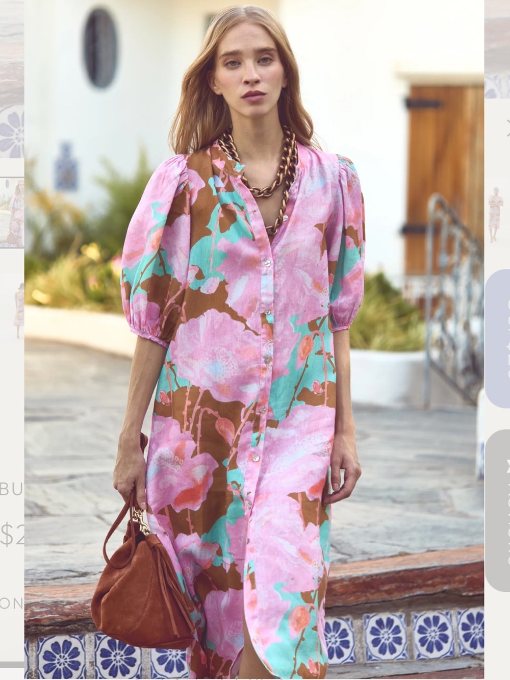 NWT Lanhtropy 100%‎ Linen Bubble Dress- Aquarela Print size XS